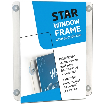 Acrylrahmen mit Saugnapf für Fenster doppelseitig vertikal