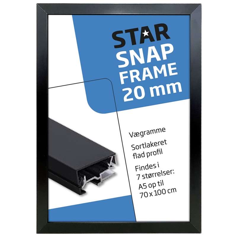 Alu-Klapprahmen schwarz, 20 mm Flachprofil