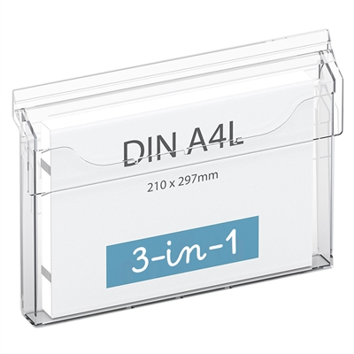 Acryl-Broschürenhalter für die Wand – vertikal – Flyer – M65 – 9,9 x 21 cm