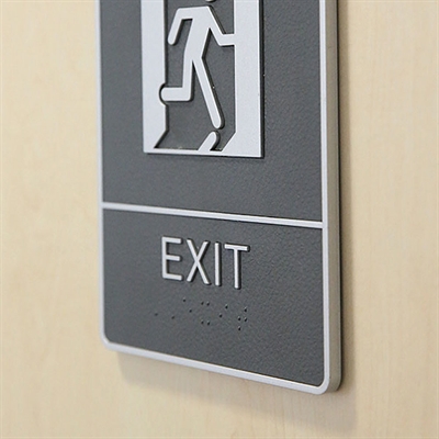 Symbol, Türschild, Mit, Blindenschrift - Exit