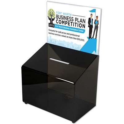 Tipbox Trinkgeld Box, schwarz, mit A4-Acrylhalter für Info