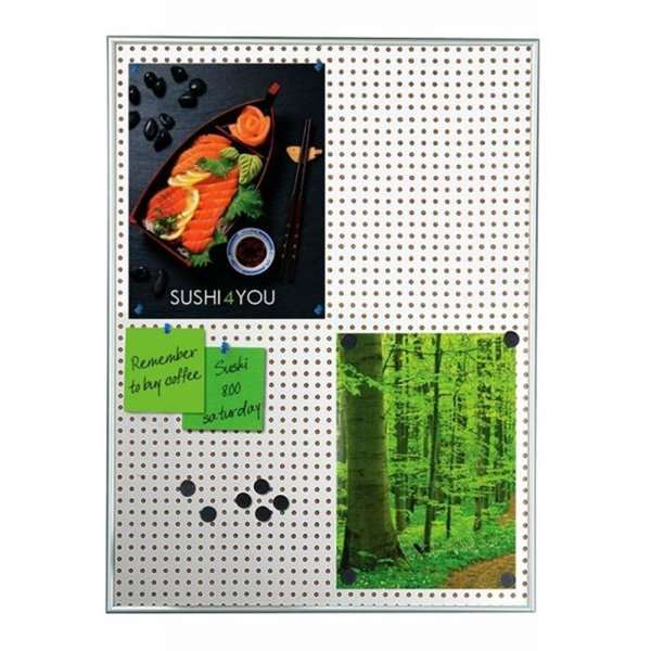 Kombi-Informationstafel 9mm Aluminiumprofil mit Stahl/Kork-Rückplatte, silber