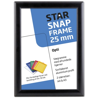 OPTI klapramme 25 mm profil Sort