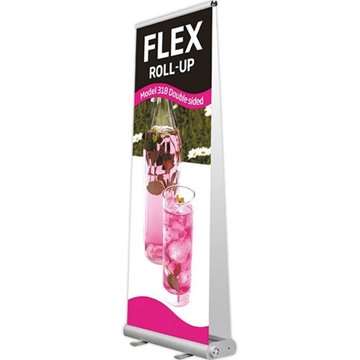 Flex Roll-up doppelseitig, Kassette, silber, inkl. Tasche