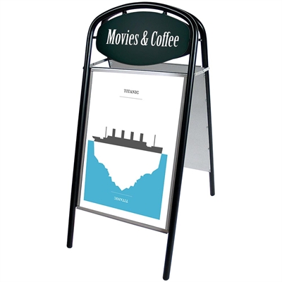 Expo Ellipse Kundenstopper mit Logo schild - 50x70 cm - Schwarz