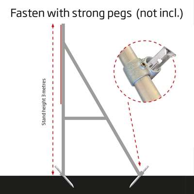 Banner Tube High Stand, freistehender Rahmen aus Aluminiumrohr 0,3 mm / Ø 48 mm - 150 x 100 cm