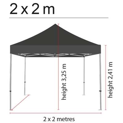 Eventzelt Lux, 2 x 2 m, Alu/Silber mit schwarzem Dach
