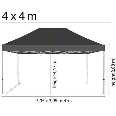 Eventzelt Lux, 4 x 4 m, Alu/Silber mit schwarzem Dach