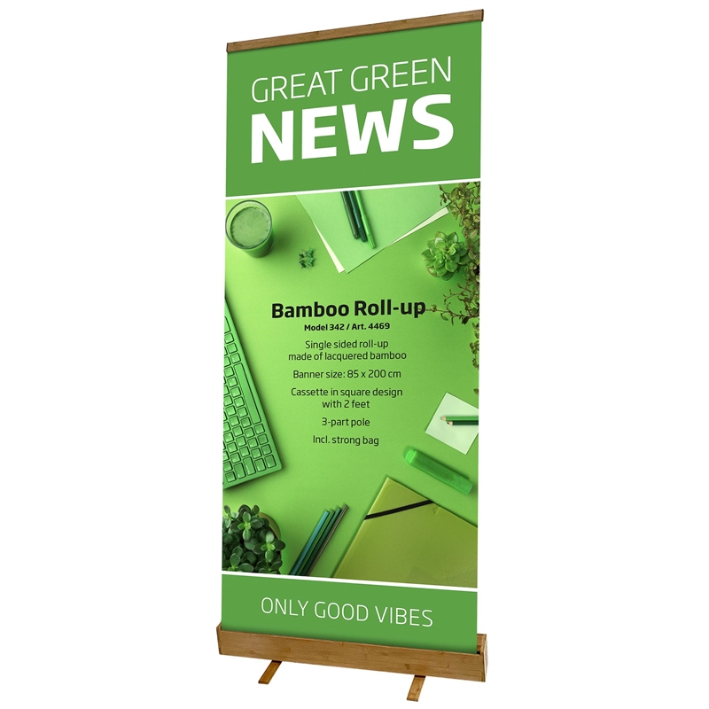 Bambus Roll-up, einseitig, 85 x 200 cm, mit Banner und druck