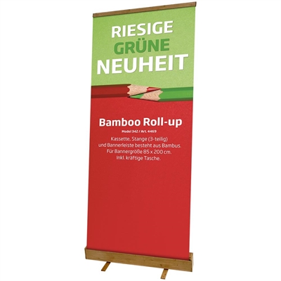 Bambus Roll-up, einseitig, 85 x 200 cm, mit Banner und druck
