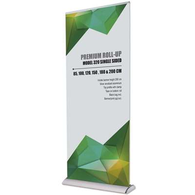 Premium Roll-up, einseitig, Kassette, Aluminium, mit Teleskopstange