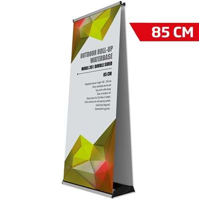 Outdoor Roll-up Waterbase, doppelseitig, 85 x 160-200 cm, inkl. Banner und Druck