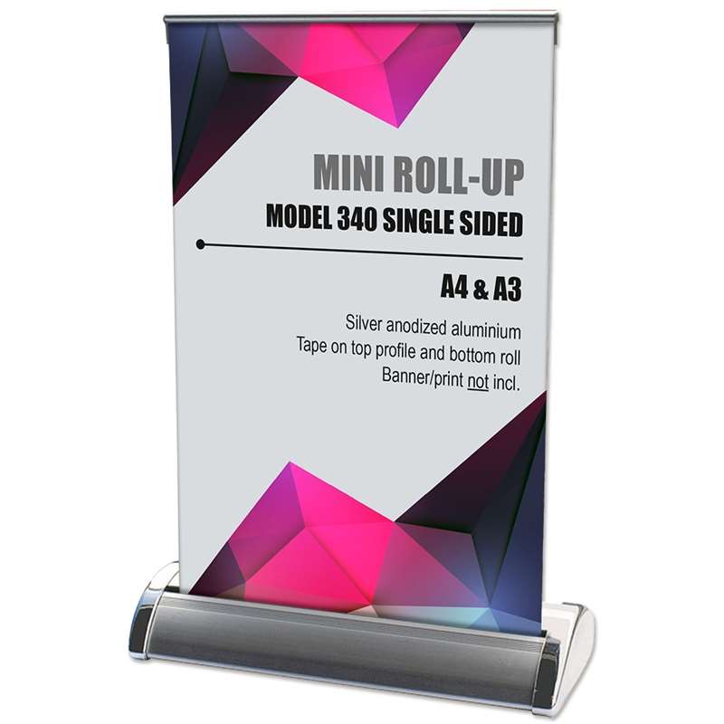 Mini Roll-up, einseitig, Kassette, silber