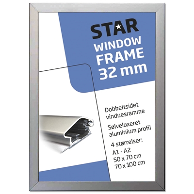 Fenster-Alu-Klapprahmen doppelseitig - 32 mm - Silber