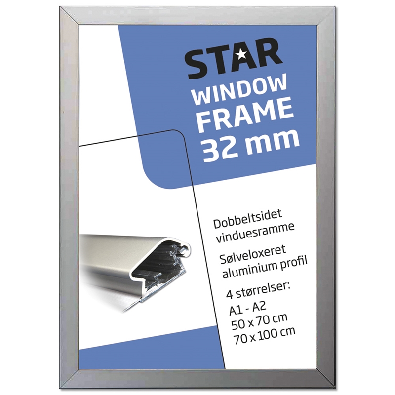 Fenster-Alu-Klapprahmen doppelseitig - 32 mm - Silber