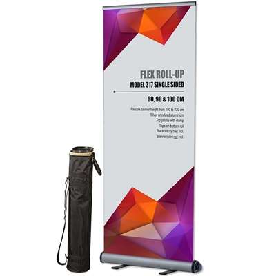 Flex Roll-up-Kassette, silber, einseitig, inkl. Tasche