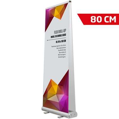 Flex Roll-up doppelseitig, Alu/Silber, 80 x 230 cm, inkl. Banner