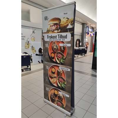 Flex Roll-up doppelseitig, Alu/Silber, 80 x 230 cm, inkl. Banner