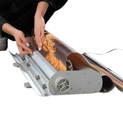 Flex Roll-up doppelseitig, Alu/Silber, 80 x 230 cm, inkl. Banner