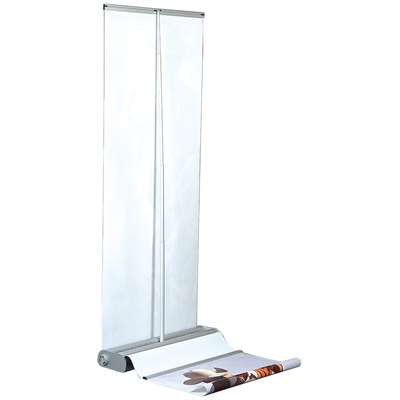 Flex Roll-up doppelseitig, Alu/Silber, 80 x 230 cm, inkl. Banner
