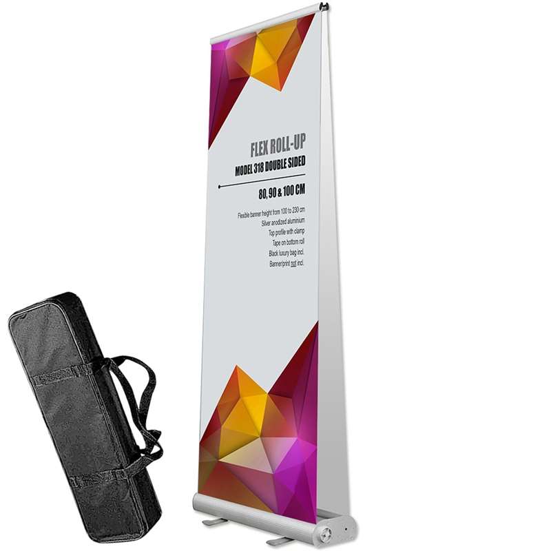 Flex Roll-up doppelseitig, Kassette, silber, inkl. Tasche