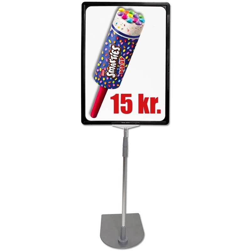 Preis Rahmenset, Aluminiumfuß und -stange, schwarzer A3-Rahmen (29,7 x 42 cm)