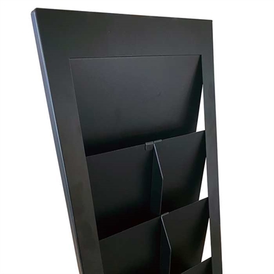 Design Stand Prospekthalter aus Stahl A4/M65 mit 6/12 Taschen, schwarz