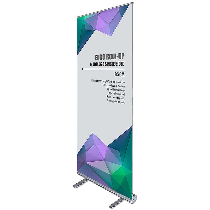 Euro-Roll-up-Kassette, einseitig, 85 x 220 cm – Silber