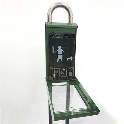 Hundetütenspender, grün, mit A4-Infodisplay