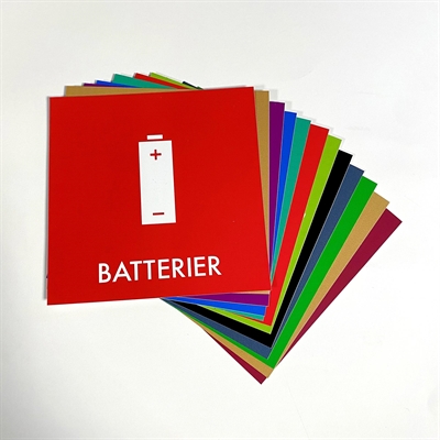 Etiketten mit Symbole und Text in dänisch für Müllsortierung
