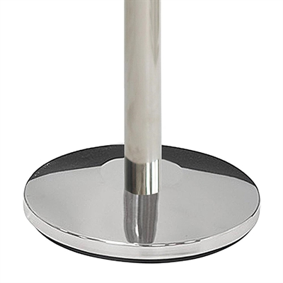 Silberner Absperrpfosten, Ständer mit 3 m rotem Band
