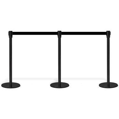  Crowd Barrier Abnabsperrung, Wandspender, schwarz, mit 3 Meter langem schwarzem Gürtel