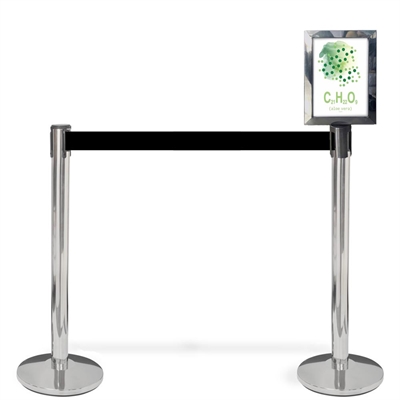 Schilderhalter für Crowd Barrier Belt System, Edelstahl, A4