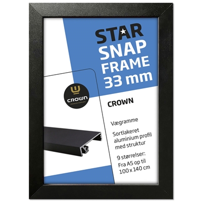 CROWN-Klappenrahmen schwarz, 33 mm Profil