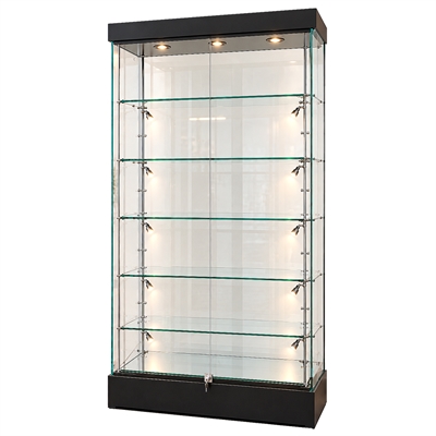 Vitrine Glasmontre - Showcase Tower Duo Glasvitrine  mit Unterschrank, LED-Leucht und Schloss - Schwarz