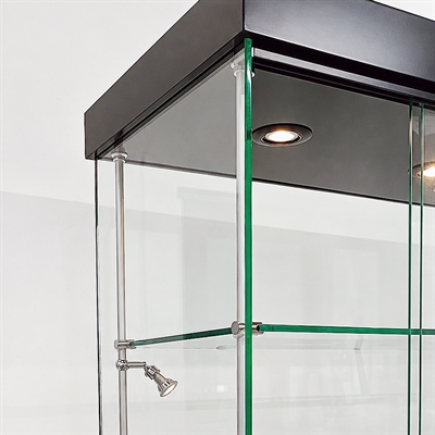 Vitrine Glasmontre - Showcase Tower Duo Glasvitrine  mit Unterschrank, LED-Leucht und Schloss - Schwarz