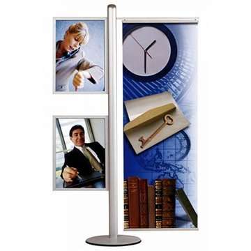 Multi Stand Prospekthalter 16 – Doppelseitig mit einschiebbarem Banner