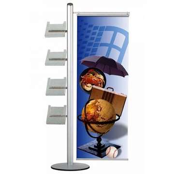 Multi Stand Prospekthalter 19 – Einseitiges, 1-teiliges Banner + 4xA4-Regale