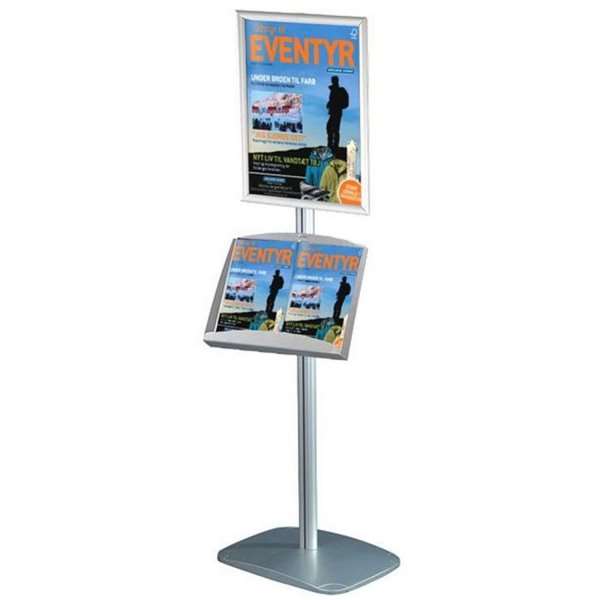 Mini Multi Stand 5 Infoständer – Einseitiger A2-Klapprahmen + A3-Stahlregal